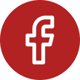 White lowercase "f" symbol centered on a red circular background.